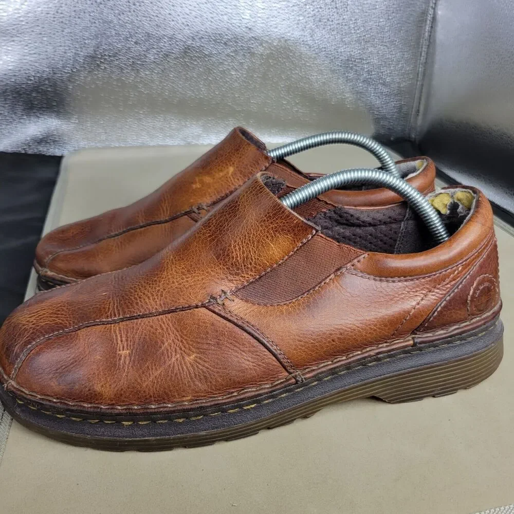 Dr Martens Shoes Mens Size 10 Brown Cognac Slip On Loafers Leather Boots Vintage